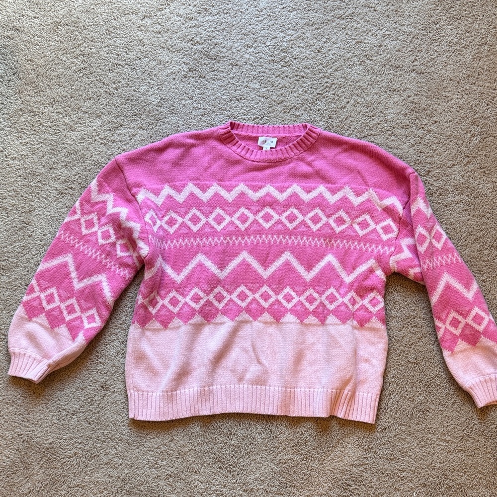 Le Lis Pink Geometric Women's Sweater